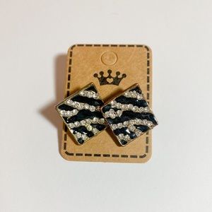Gorgeous Zebra Print Rhinestone Studs